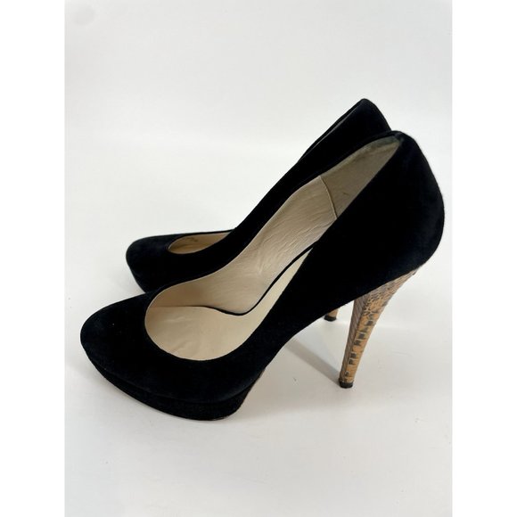 Michael Kors Cyprien Black Suede Platform Pump with Python Size 8M - Picture 4 of 7